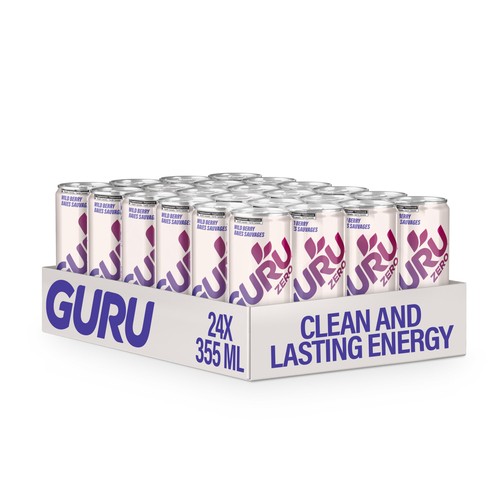 Guru Zero Organic Energy Drink Wild Berry 24 x 355 ml (cans)