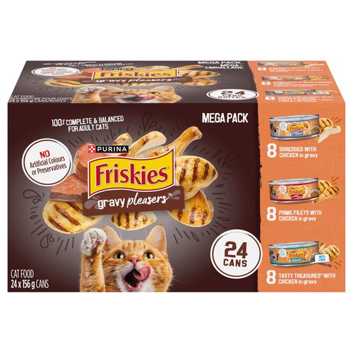 Friskies Gravy Pleasers Wet Cat Food Chicken Flavours Variety Pack 24 x 156 g