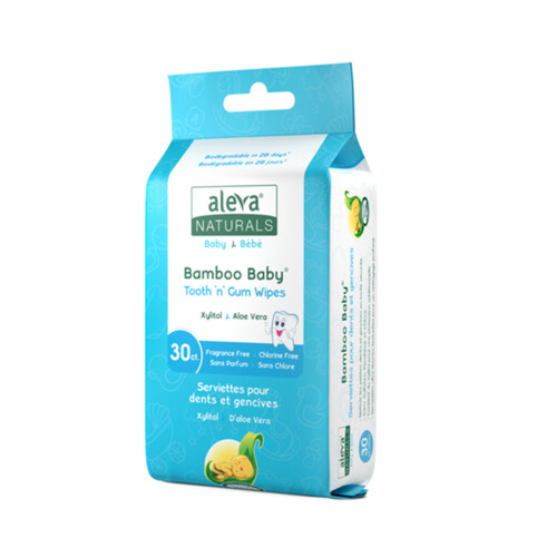 Aleva Naturals Bamboo Baby Wipes Tooth 'n' Gum 30 Count