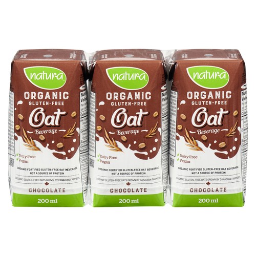 Natura Organic Gluten-Free Oat Beverage Chocolate 3 x 200 ml