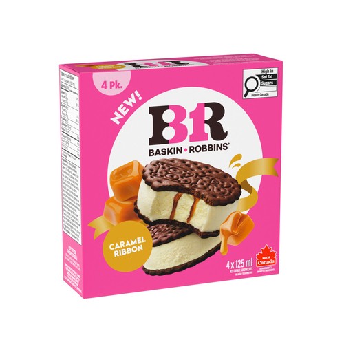 Baskin Robbins Ice Cream Sandwiches Caramel Ribbon 4 x 125 ml