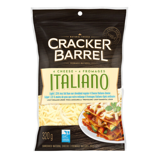 Cracker Barrel Shredded Cheese Light 4 Cheese Italiano 320 g