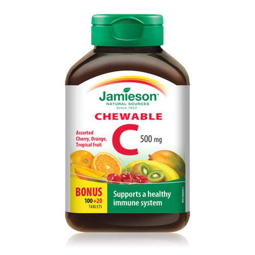 Jamieson Vitamin C Supplement 500 mg Bonus Tablets 120 Count