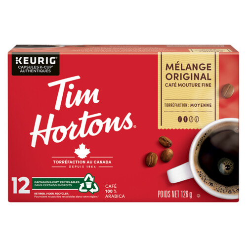 Tim Hortons Coffee Pods Original Light Medium Roast 12 K-Cups 126 g