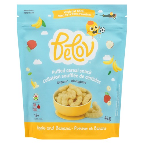 Belov Organic Puffed Cereal Snack Apple Banana 42 g