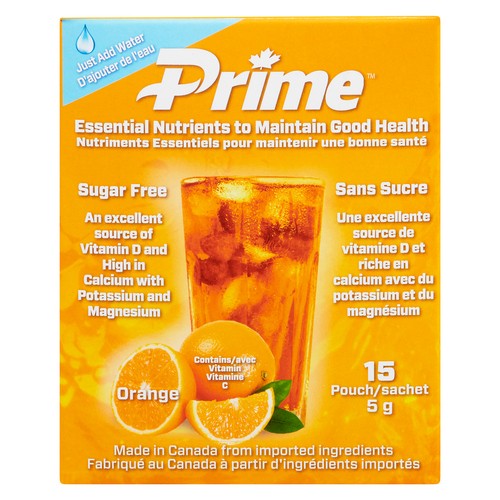 Prime Nutrition Drink Mix Orange Flavor 15 Pack