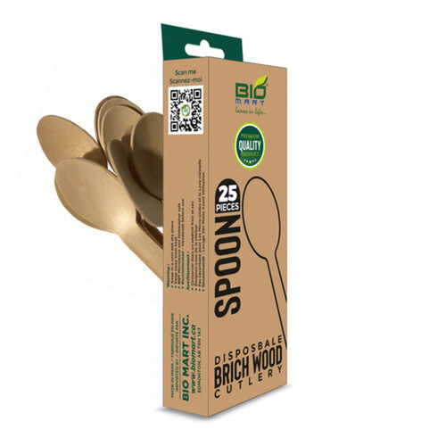 Bio Mart Birch Wood Spoon 25 Pack