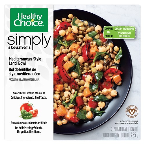 Healthy Choice Frozen Dinner Simply Steamer Mediterranean Style Lentil Bowl 255 g