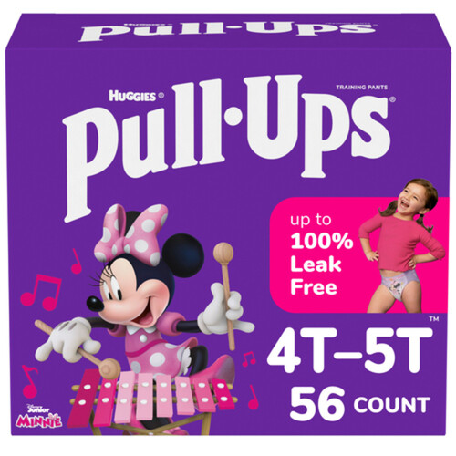 Huggies Pull-Ups Training Pants For Girls Learning Designs Size 4T-5T 56 Count