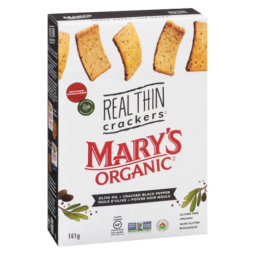 Mary's Organic Craquelins huile d'olive et poivre noir moulu 141 g