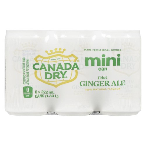 Canada Dry Diet Soft Drink Ginger Ale 6 x 222 ml (cans)