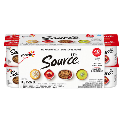 Yoplait Source 0% Smooth Traditional Yogurt Cups Variety Pack 100 g