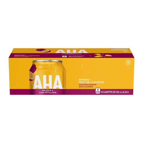 AHA Sparkling Water Beverage Pineapple Passionfruit 12 x 355 ml (cans)