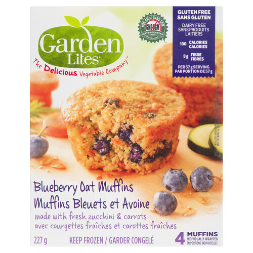 Garden Lites Gluten-Free Frozen Muffins Blueberry Oat 4 Pack 227 g