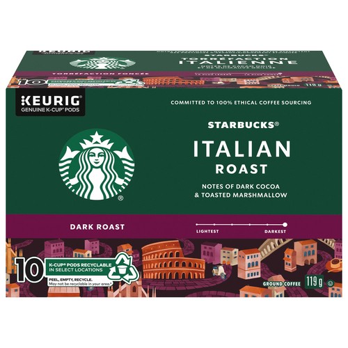Starbucks Coffee Pods Italian Roast Coffee 10 K-Cups 119 g