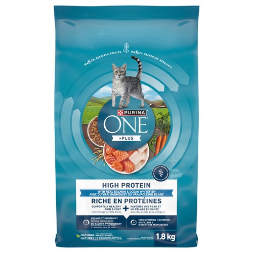 Purina One +Plus Dry Cat Food High Protein Salmon & Ocean Whitefish 1.8 kg