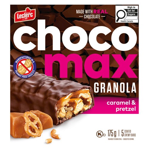Leclerc Chocomax Nut free Granola Bars Caramel Pretzel 5 x 175 g