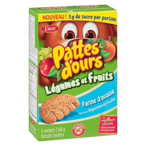 Dare Bear Paws Cookies Veggies & Fruit Oatmeal 6 Packs 168 g