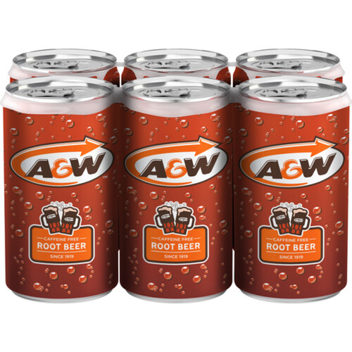 A&W Soft Drink Root Beer 6 x 222 ml (cans)