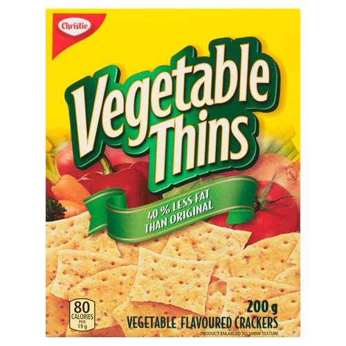 Christie Less Fat Crackers Thins Vegetable 200 g