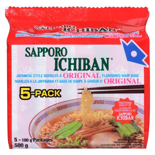 Sapporo Ichiban Japanese Style Noodles & Original Flavoured Soup Base 5 x 100 g