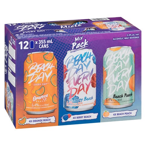 Beach Day Every Day Alcoholic Malt 5.4% Alcohol Mix Pack 12 x 355 ml (cans)