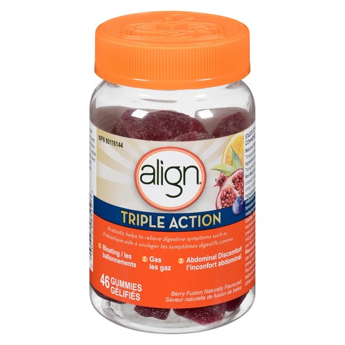 Align Probiotic Supplements Triple Action Gummies Berry Fusion 46 Count