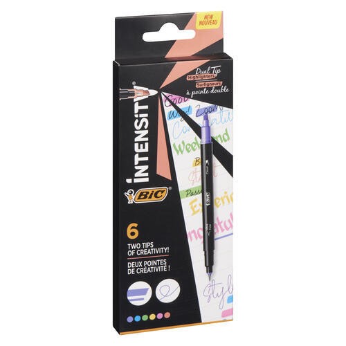 Bic Intensity Dual Tip Highlighters Assorted 6 Pack