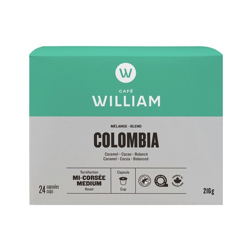 Café William Coffee Pods Colombia Medium Roast 24 Cups 216 g