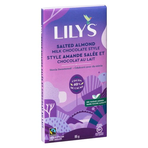 Lily's Sweets Gluten Free Salted Almond Milk Chocolate Style Bar 85 g