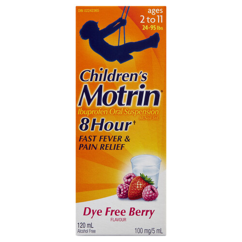 Motrin Dye-Free Ibuprofen Oral Suspension Pain Relief Berry 120 ml