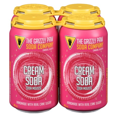 Grizzly Paw Soft Drink Cream Soda 4 x 355 ml (cans)