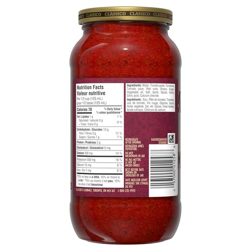 Classico Pasta Sauce Red Wine & Herb 600 ml