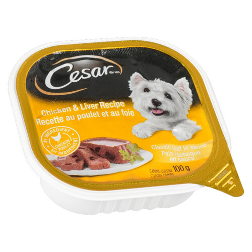 Cesar Chicken & Liver Adult Wet Dog Food Classic Loaf In Sauce 100 g
