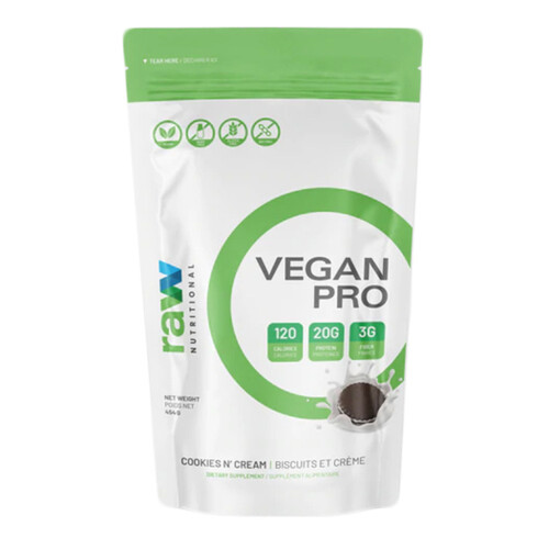 Raw Nutritional Vegan Pro Nutritional Supplements Cookies and Cream 454 g