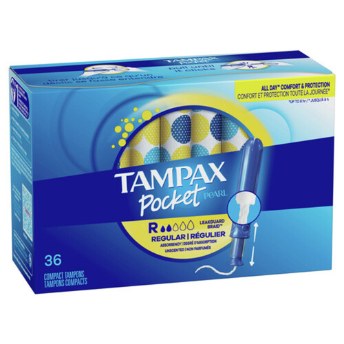 Tampax Pocket Pearl Tampons Regular Unscented 36 Count
