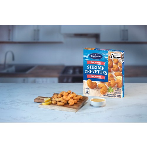 BlueWater Seafoods Frozen Breaded Tail-Off Popcorn Shrimp 325 g
