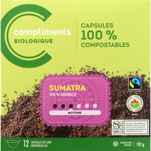 Compliments Organic Sumatra Blend Coffee Pods 132 g