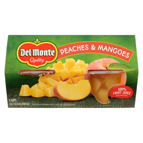 Del Monte Fruit Bowls In Fruit Juice Syrup Peach & Mango 4 x 112.5 ml