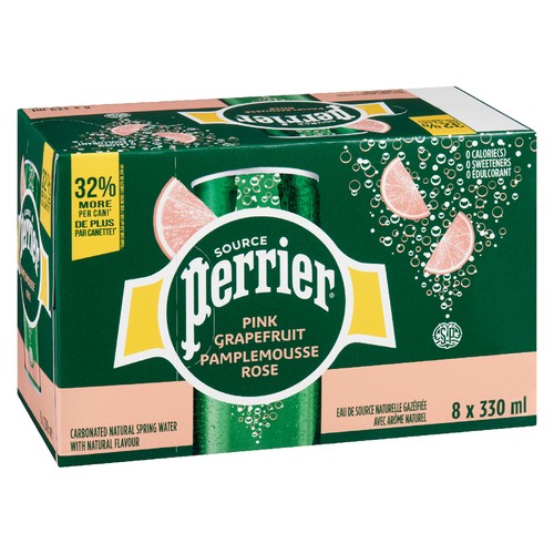 Perrier Sparkling Water Pink Grapefruit 8 x 330 ml (cans)