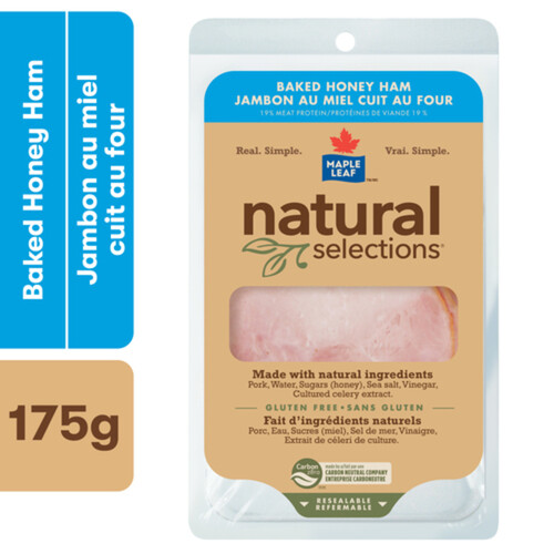 Maple Leaf Natural Selections Deli Honey Ham Sliced Baked 175 g