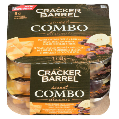 Cracker Barrel Cheese Cheddar Banana Crisps Cranberries & Dark Chocolate Combo 129 g