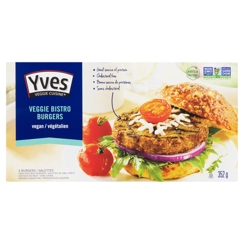 Yves Frozen Veggie Bistro Burgers Cuisine 352 g