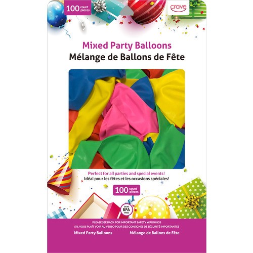 Crave Mixed Party Balloons 100 Pack