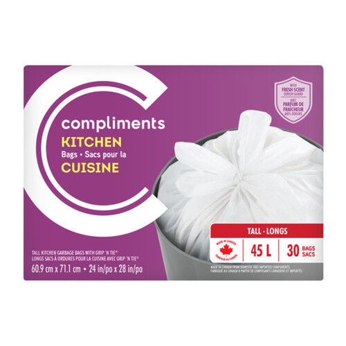 Compliments Kitchen Bags Scented Tall 45 L 30 Bags 