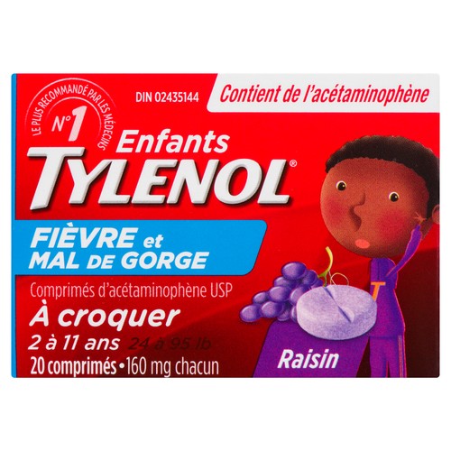 Tylenol Children's Grape Fever & Sore Throat 20 Chewables