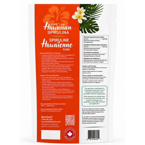 Gandalf Spirulina Pure Hawaiian Spirulina 1000 mg 60 Tablets