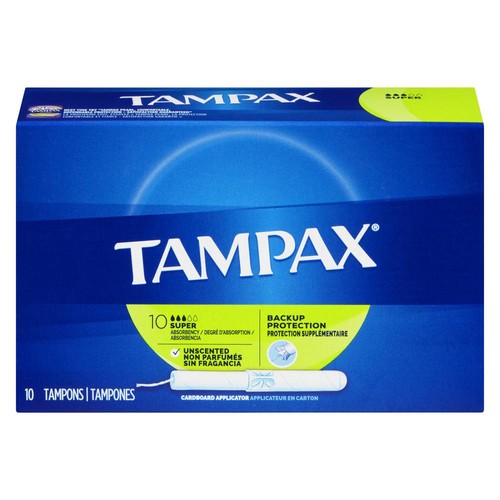 Tampax Backup Protection Super Tampons Unscented 10 Count