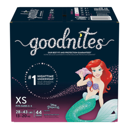 Goodnites Girls Nighttime Underwear Size XS (28-43 lbs) 44 Count