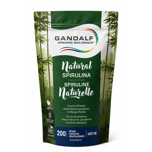 Gandalf Vegan Organic Pure Spirulina 400 mg Capsules 200 Count